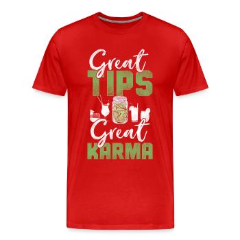 Bartender Mixologist Great Tips - Men's Premium Organic T-Shirt - red - Front - Damien (186cm)
