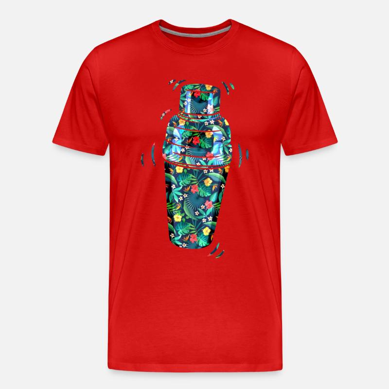 Bartender Mixologist Floral - Männer Premium Bio T-Shirt - Rot