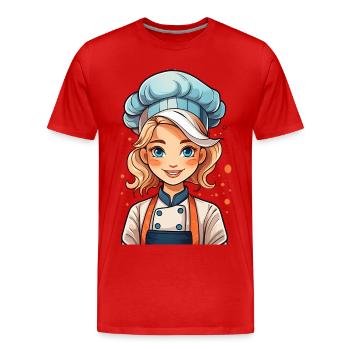 Attractive cook or baker - Men's Premium Organic T-Shirt - red - Front - Damien (186cm)