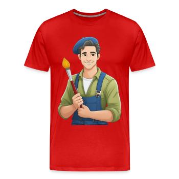 Artist with brush - Men's Premium Organic T-Shirt - red - Front - Damien (186cm)