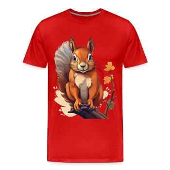 Ein niedliches Eichhörnchen auf einem Ast - Männer Premium Bio T-Shirt - Rot - Vorne - Damien (186cm)