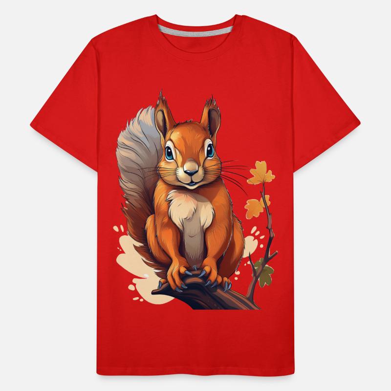 A cute squirrel on a branch Men's Premium Organic T-Shirt