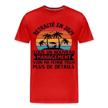 Retraité en 2024 humour retraite cadeau retraité - T-shirt bio Premium Homme - rouge - Devant - Damien (186cm)