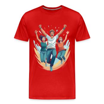 Sauter de joie - T-shirt bio Premium Homme - rouge - Devant - Damien (186cm)