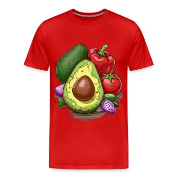 Avocados und Zutaten für Guacamole - Männer Premium Bio T-Shirt - Rot - Vorne - Damien (186cm)