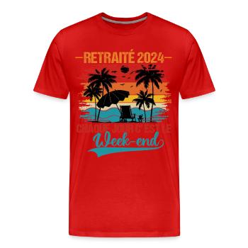 Retraité 2024 humour retraite cadeau pour retraité - T-shirt bio Premium Homme - rouge - Devant - Damien (186cm)