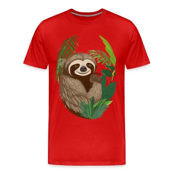 Illustration de paresseux - T-shirt bio Premium Homme - rouge - Devant - Damien (186cm)