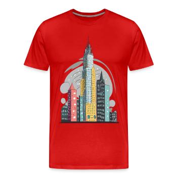 Abstrakte, moderne Hochhäuser in einer Großstadt - Männer Premium Bio T-Shirt - Rot - Vorne - Damien (186cm)