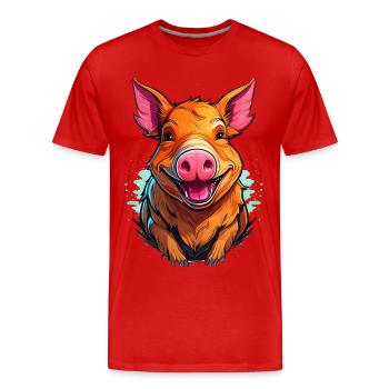Cochon ou bâtard ? - T-shirt bio Premium Homme - rouge - Devant - Damien (186cm)
