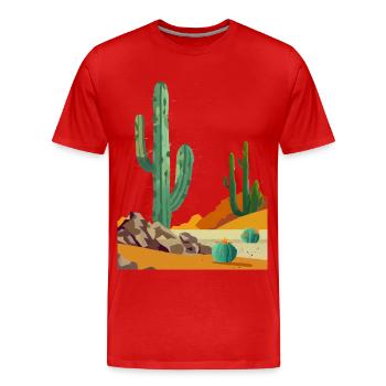 Cacti in the desert - Men's Premium Organic T-Shirt - red - Front - Damien (186cm)