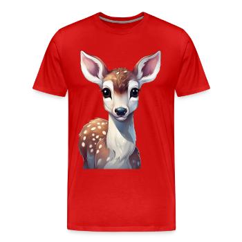 Fawn deer - Men's Premium Organic T-Shirt - red - Front - Damien (186cm)