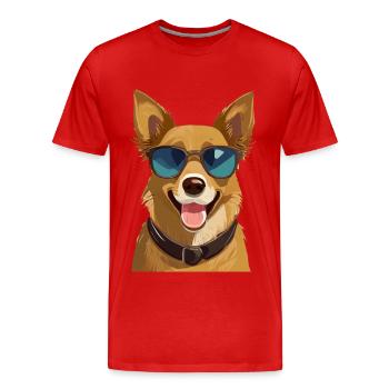 Chien avec des lunettes de soleil - T-shirt bio Premium Homme - rouge - Devant - Damien (186cm)