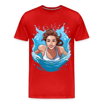 Nageur - T-shirt bio Premium Homme - rouge - Devant - Damien (186cm)