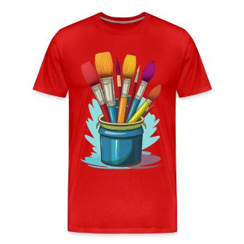 Paints and brushes for artists - Men's Premium Organic T-Shirt - red - Front - Damien (186cm)