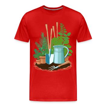 Gardener's utensils: shovel, rake, ect - Men's Premium Organic T-Shirt - red - Front - Damien (186cm)