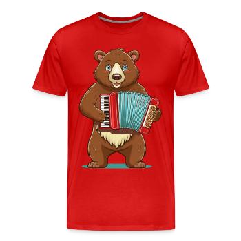 Ein Bär, der Akkordeon spielt - Männer Premium Bio T-Shirt - Rot - Vorne - Damien (186cm)