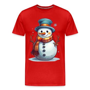 bonhomme de neige en hiver - illustration de dessin animé - T-shirt bio Premium Homme - rouge - Devant - Damien (186cm)