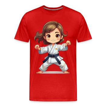 Mädchen, das Karate oder Judo macht - Männer Premium Bio T-Shirt - Rot - Vorne - Damien (186cm)