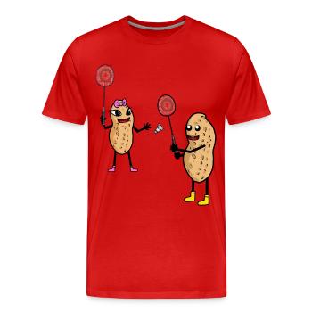 Erdnuss Tennis Tennisspieler Erdnüsse Nuss Nüsse - Männer Premium Bio T-Shirt - Rot - Vorne - Damien (186cm)