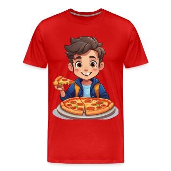 Teenager mit Pizza - Männer Premium Bio T-Shirt - Rot - Vorne - Damien (186cm)