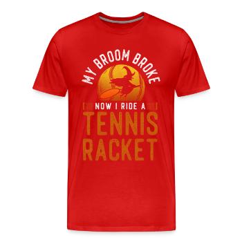 Funny Tennis Player Racket - Männer Premium Bio T-Shirt - Rot - Vorne - Damien (186cm)