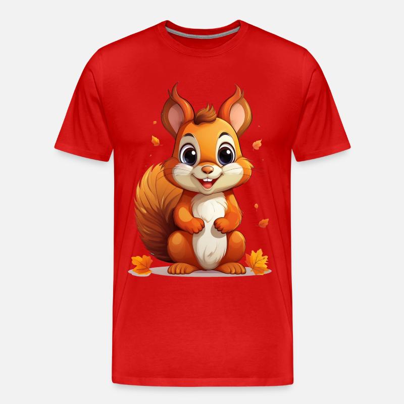 Eichhörnchen im Herbst - Männer Premium Bio T-Shirt - Rot
