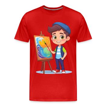 L’artiste peint une image abstraite - T-shirt bio Premium Homme - rouge - Devant - Damien (186cm)