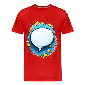 Comic Cartoon Speech Bubble - Men's Premium Organic T-Shirt - red - Front - Damien (186cm)