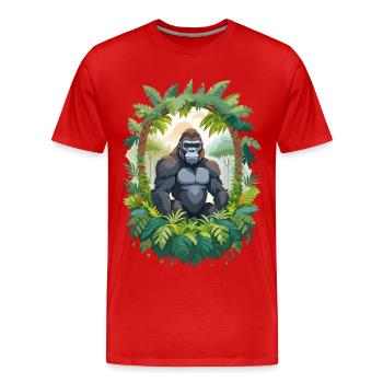 Gorilla in the jungle - Men's Premium Organic T-Shirt - red - Front - Damien (186cm)