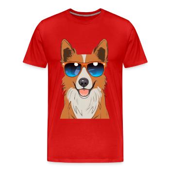 Ein niedlicher Hund mit Sonnenbrille - Männer Premium Bio T-Shirt - Rot - Vorne - Damien (186cm)