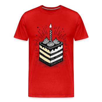 Morceau de gâteau avec une bougie pour l’anniversaire - T-shirt bio Premium Homme - rouge - Devant - Damien (186cm)