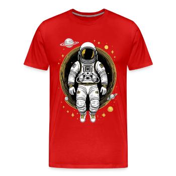 Astronaut im Weltall - Männer Premium Bio T-Shirt - Rot - Vorne - Damien (186cm)