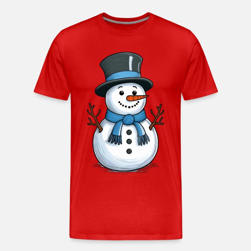 Schneemann - Männer Premium Bio T-Shirt - Rot