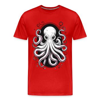 Oktopus - Männer Premium Bio T-Shirt - Rot - Vorne - Damien (186cm)
