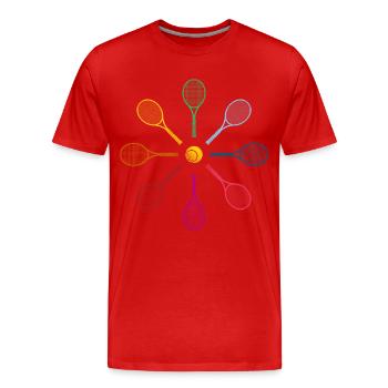 Funny Tennis Player Racket Tennis - Men's Premium Organic T-Shirt - red - Front - Damien (186cm)
