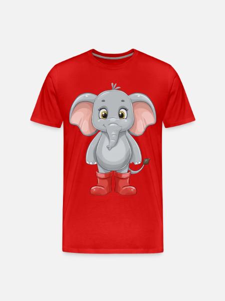 Elephant with red rubber boots - Men's Premium Organic T-Shirt - red