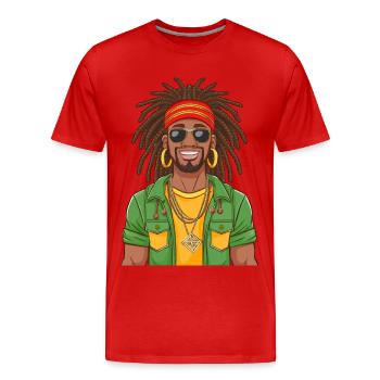 Reggae Musiker mit Dreadlocks aus Jamaika - Männer Premium Bio T-Shirt - Rot - Vorne - Damien (186cm)