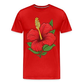 Hibiskus Blüte - Männer Premium Bio T-Shirt - Rot - Vorne - Damien (186cm)