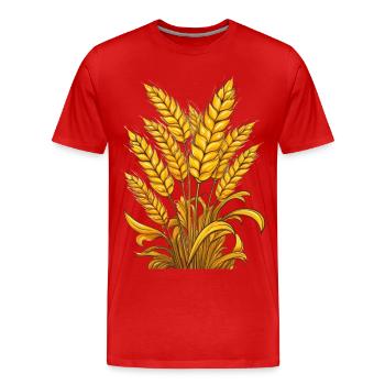 Weizen - Männer Premium Bio T-Shirt - Rot - Vorne - Damien (186cm)