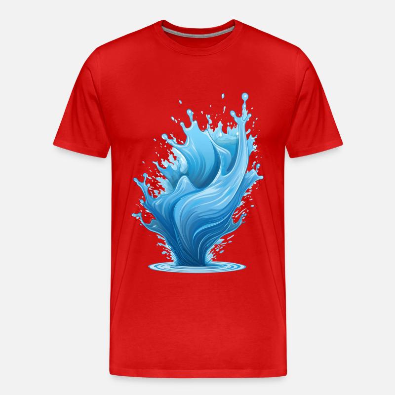 Blauer Wasser Spritzer - Männer Premium Bio T-Shirt - Rot