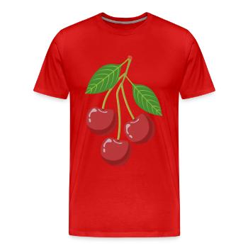 Cerises sur une branche - T-shirt bio Premium Homme - rouge - Devant - Damien (186cm)