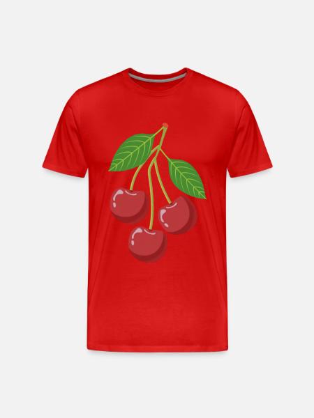 Cherries on a branch - Men's Premium Organic T-Shirt - red