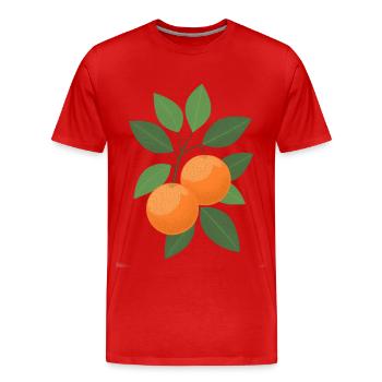 Zwei Orangen an einem Ast - Männer Premium Bio T-Shirt - Rot - Vorne - Damien (186cm)