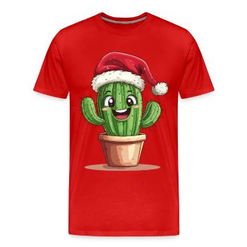 Cactus Christmas Christmas Cactus Santa Hat - Men's Premium Organic T-Shirt - red - Front - Damien (186cm)