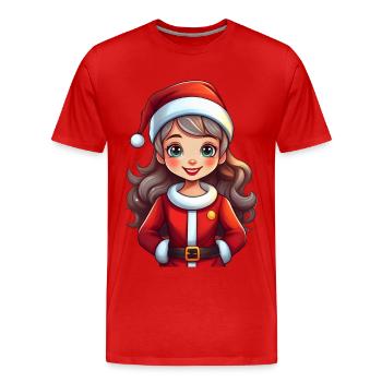 Santa Claus (a woman as Santa Claus) - Men's Premium Organic T-Shirt - red - Front - Damien (186cm)