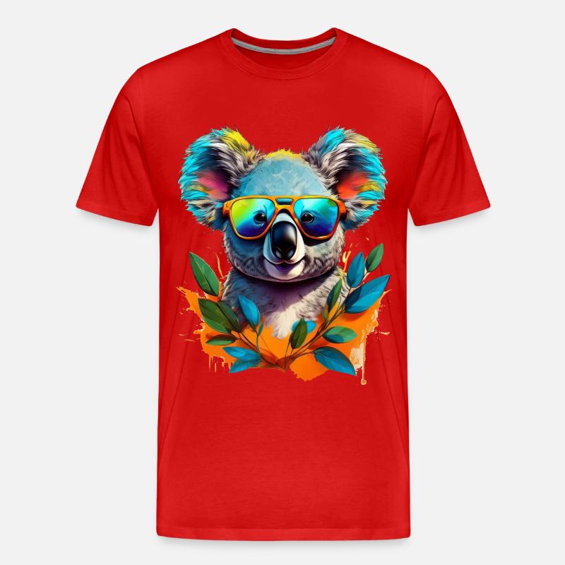 Cooler Koala mit Sonnenbrille - Männer Premium Bio T-Shirt - Rot