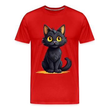 Chat noir aux yeux jaunes - T-shirt bio Premium Homme - rouge - Devant - Damien (186cm)
