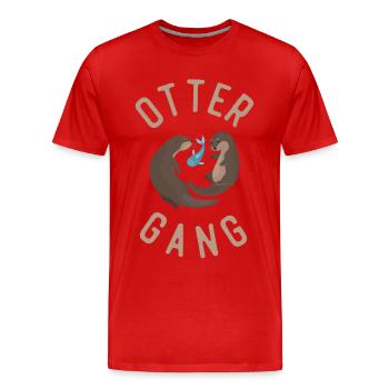 Otter Otter Gang - Men's Premium Organic T-Shirt - red - Front - Damien (186cm)