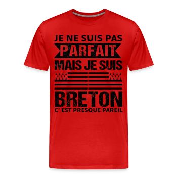 Je Ne Suis Pas Parfait Mais Breton Cadeau Bretagne - T-shirt bio Premium Homme - rouge - Devant - Damien (186cm)