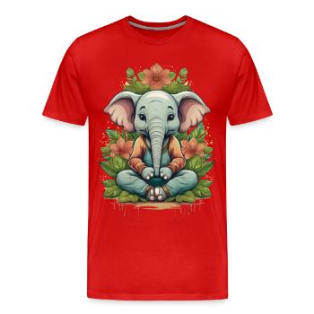 An elephant doing yoga - Men's Premium Organic T-Shirt - red - Front - Damien (186cm)
